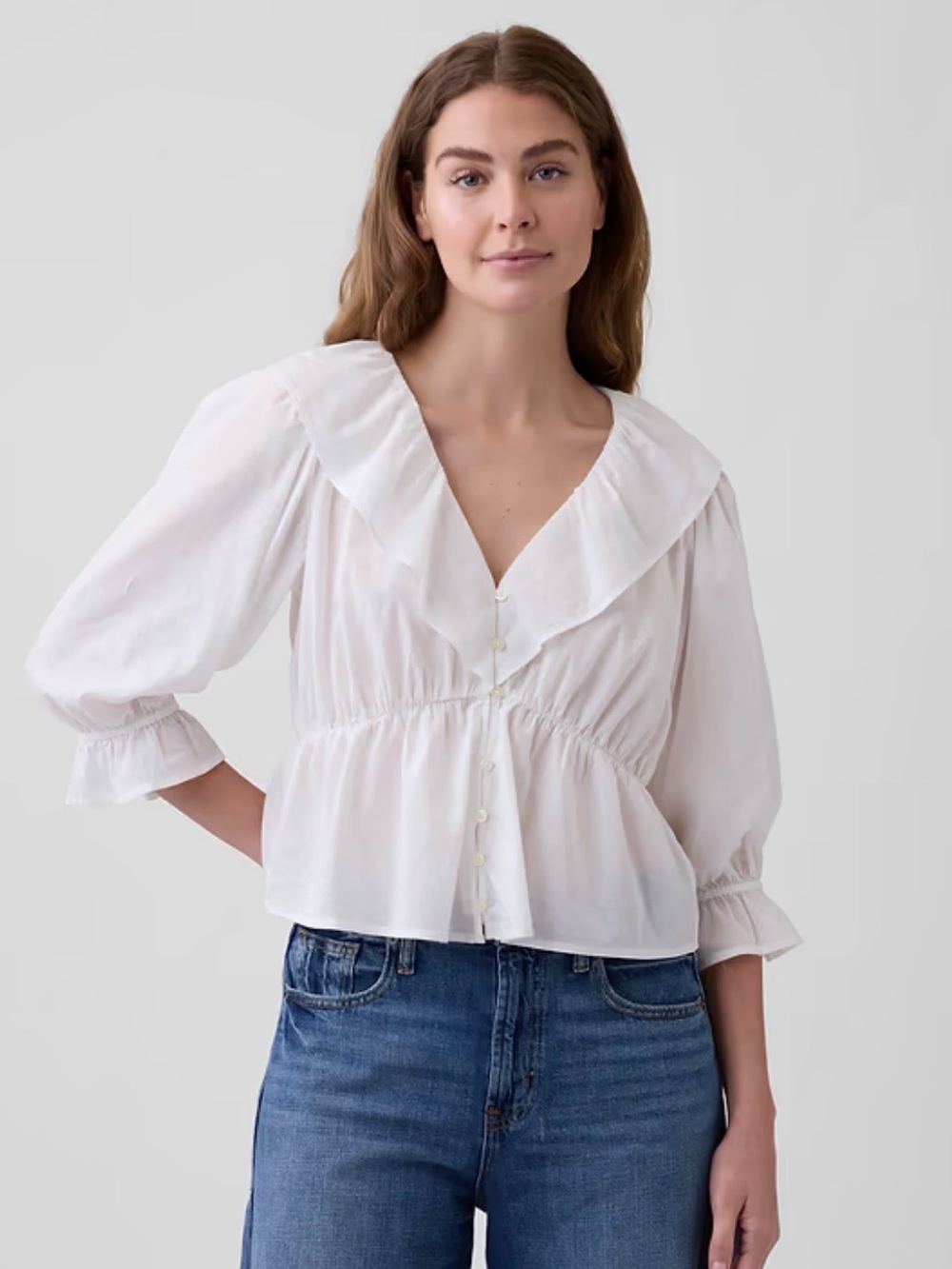 Relaxed Ruffled Top White - Picture 2 of 4